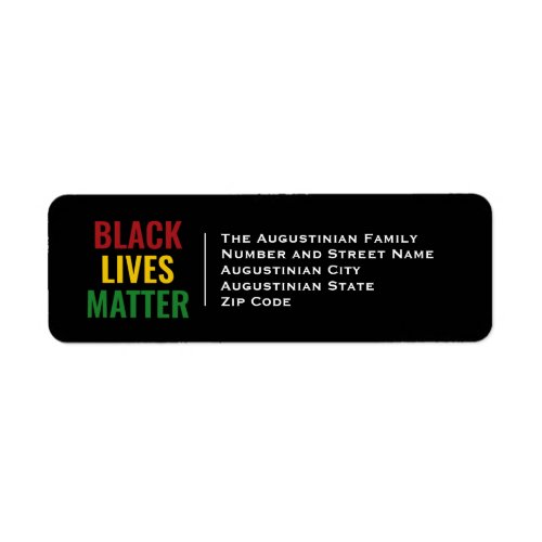 BLACK LIVES MATTER  Return Address Label