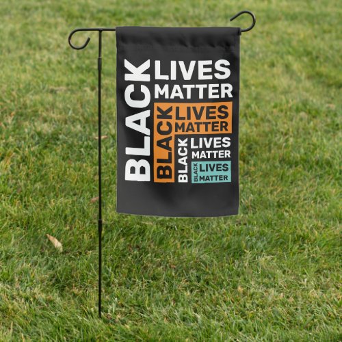 Black Lives Matter Simple Orange Blue Typography Garden Flag