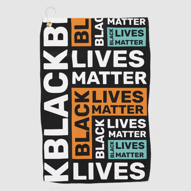 Black Lives Matter Simple Orange Blue Typography Golf Towel (Front)