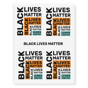 Black Lives Matter Simple Orange Blue Typography Temporary Tattoos