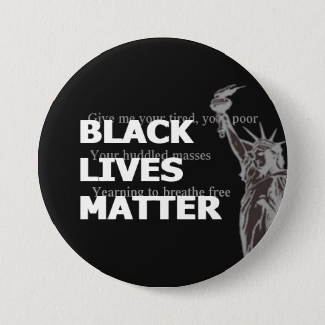 Black Lives Matter-Statue of Liberty-breathe free Button (Front)