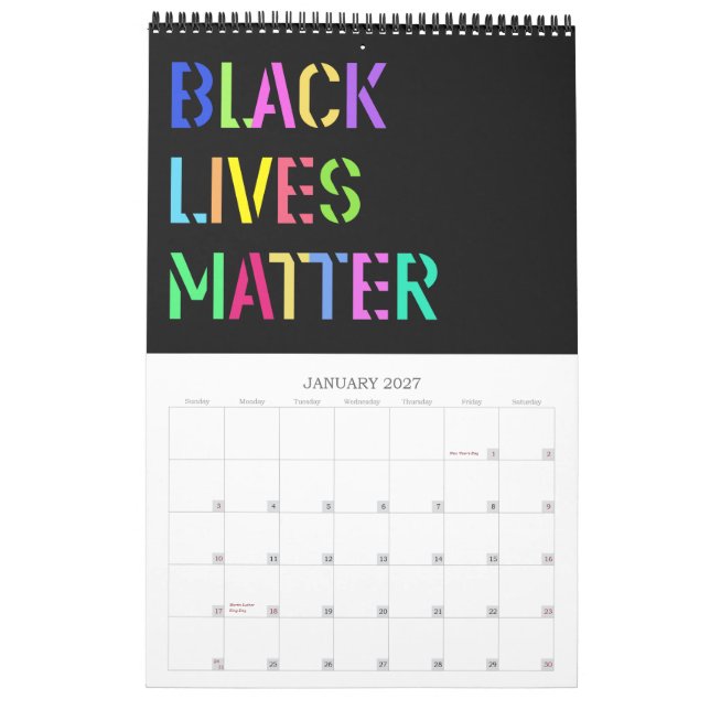 Black Lives Matter Stencil 01 Editable Calendar (Jan 2027)