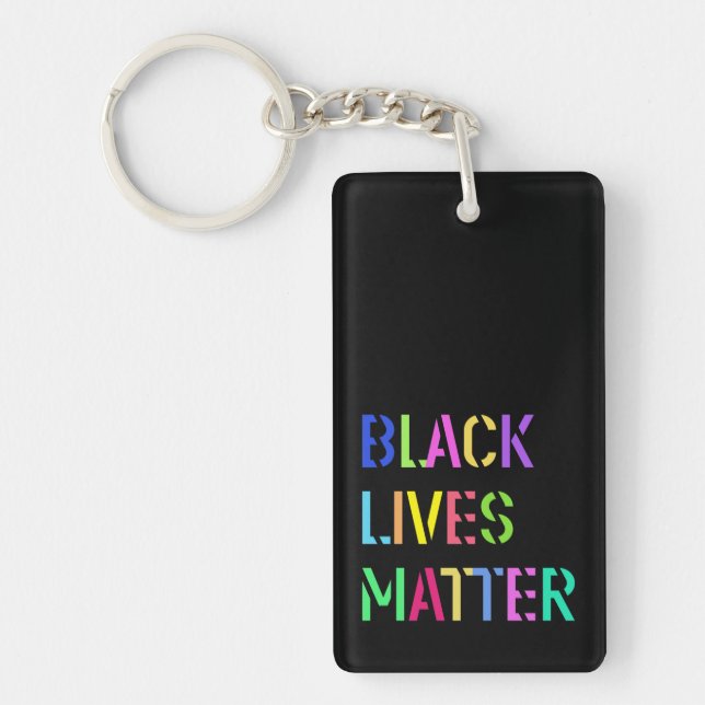 Black Lives Matter Stencil 01 Editable Color Keychain (Front)