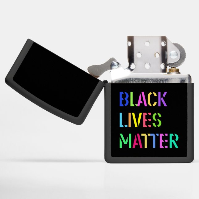 Black Lives Matter Stencil 01 Editable Zippo Lighter (Opened)