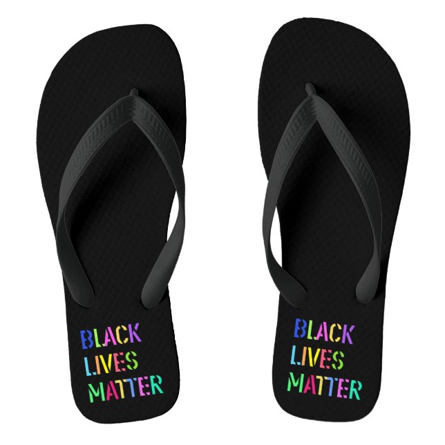 Black Lives Matter Stencil 01 Multi Styles Flip Flops (Footbed)