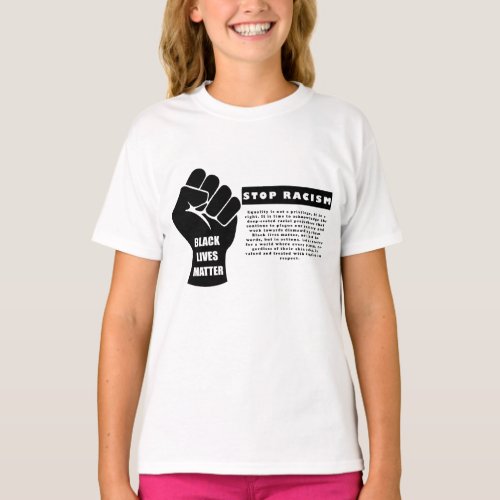 Black Lives Matter Stop Racism Classic White T_Shirt