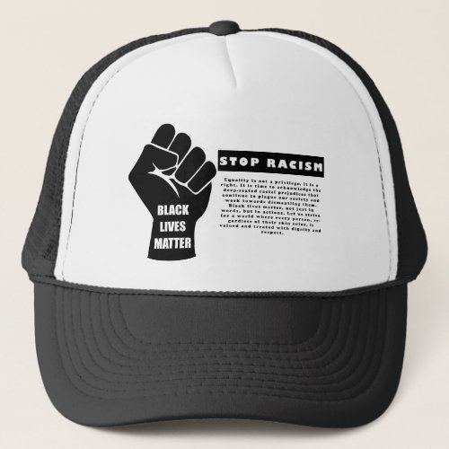 Black Lives Matter Stop Racism Classic White Trucker Hat
