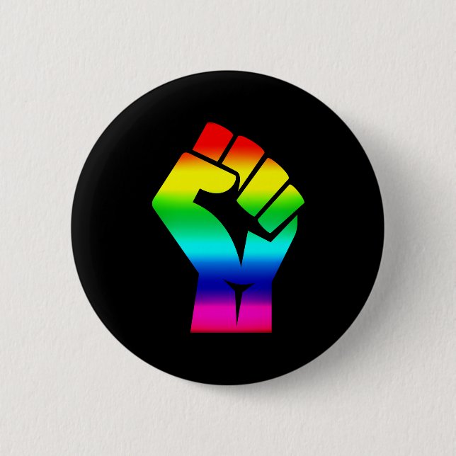 Black Lives Matter Symbol Antiracism LGBTQ Rainbow Button (Front)