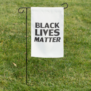 Black Lives Matter white black modern typography Garden Flag