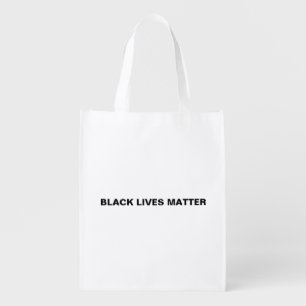 Black Lives matter white black simple minimalist Grocery Bag