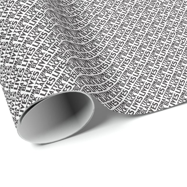 Black Lives Matter white black typography pattern  Wrapping Paper (Roll Corner)