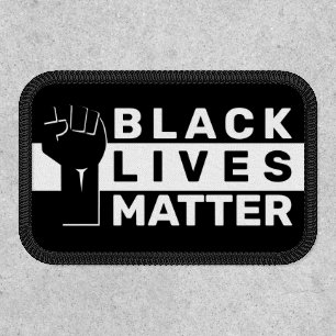 Black Lives Matter With Fist Black & White Patch