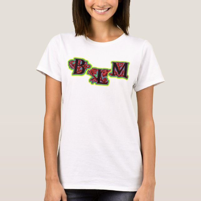 Black Lives Matter with flowers T-Shirt (Front)