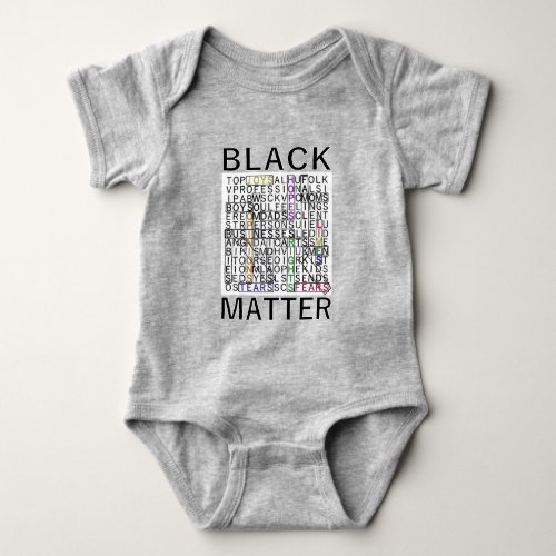 Black Lives Matter Word Search Puzzle Design Baby Bodysuit
