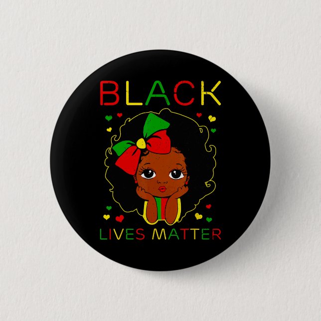 Black Lives Problem Little Melanin Princess Black  Button (Front)