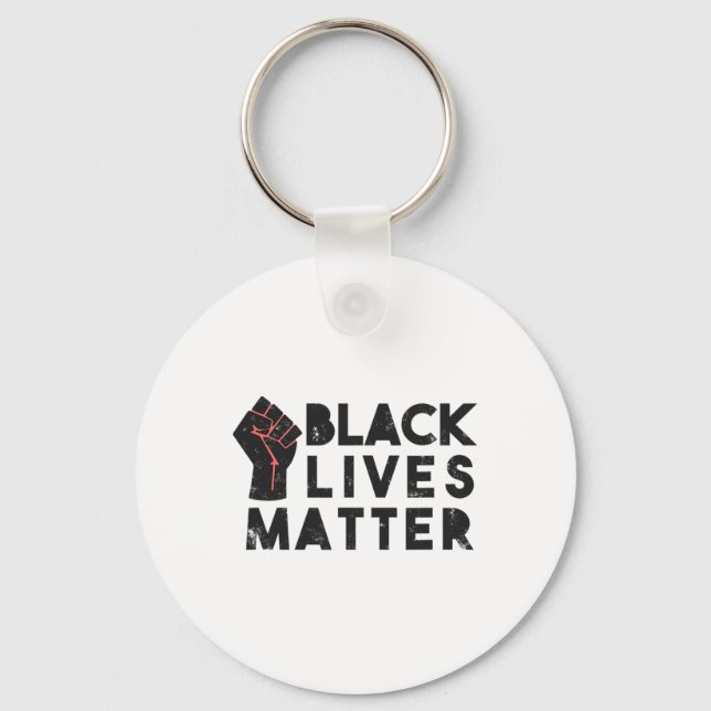 Black Lives Problem Protest Political Power Fist R Keychain (Front)