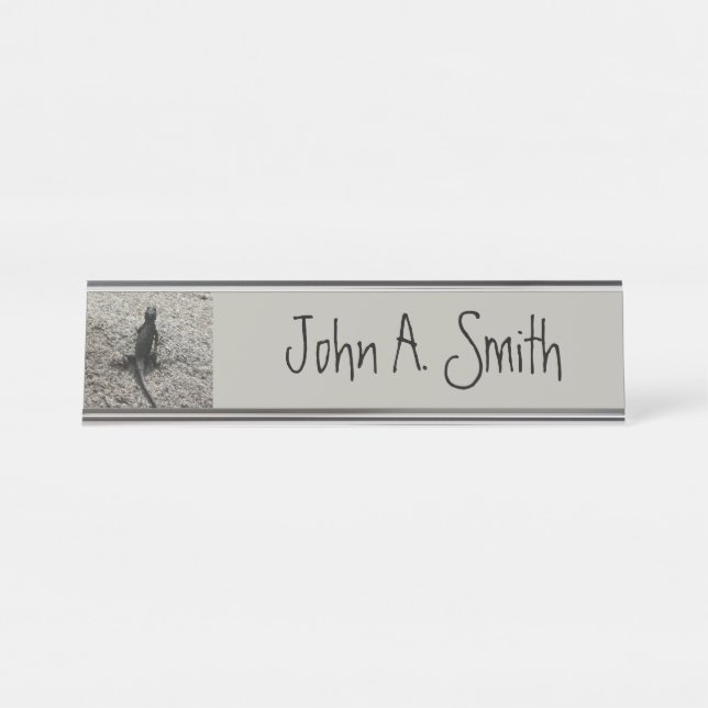 Black Lizard Desk Name Plate (Front)
