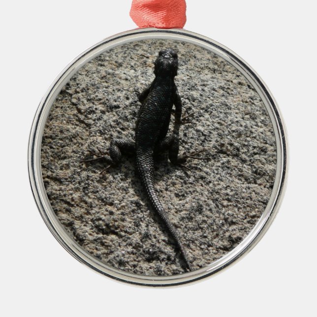 Black Lizard Metal Ornament (Front)
