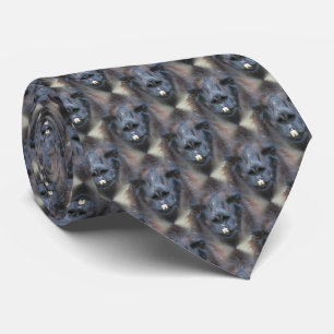 Black Llama Face Nature Pattern Neck Tie