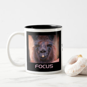 Black Llama Focus Inspirational Words Two-Tone Coffee Mug