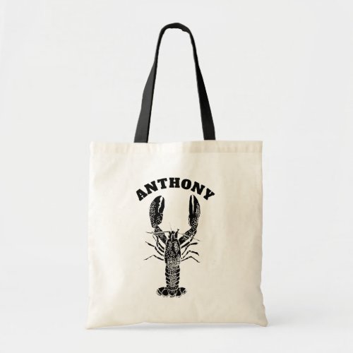 Black Lobster Graphic Personalized Tote Bag