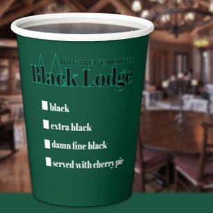 Black Lodge Hot Brewed Coffee Checklist Humour Paper Cups