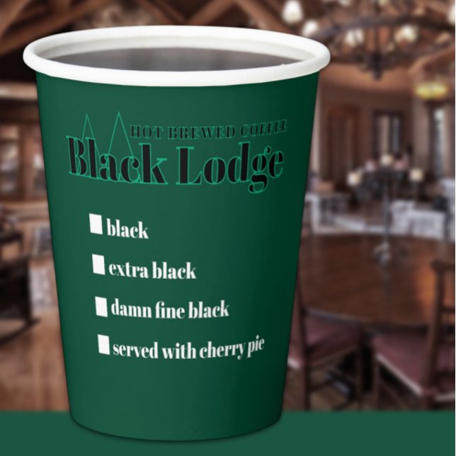 Black Lodge Hot Brewed Coffee Checklist Humour Paper Cups (Creator Uploaded)