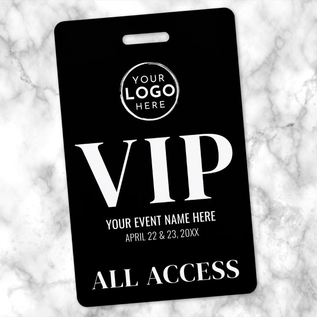 Black Logo All Access Pass Event VIP Badge (VIP Logo Black All Access Event Badge)
