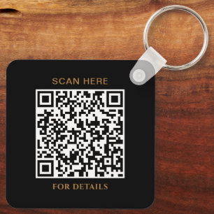 Black Logo Aluminum Square Keychain with QR Code