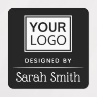 Business Name and Logo on White Square Iron On Labels