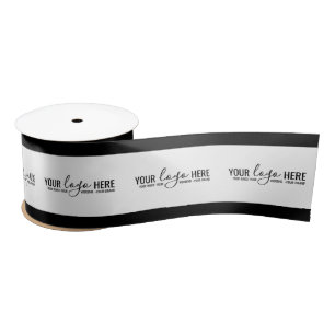 Black Logo Business Company Branded Packaging Satin Ribbon