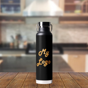 Black logo business corporate water bottle
