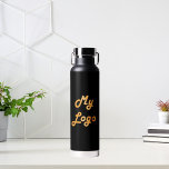 Black logo business corporate water bottle<br><div class="desc">Black background. Personalize and add your business logo.</div>
