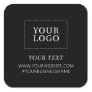 Black Logo Business Thank you Custom Package Square Sticker
