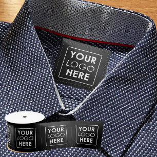 Black Logo Clothing Labels Sew On Sewing Label Tag Satin Ribbon