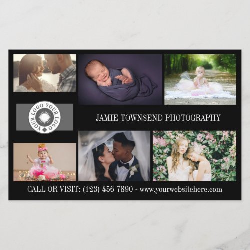 Black Logo Collage Professional Photographer QR Flyer