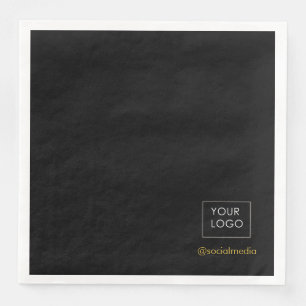 Black Logo Minimalist Company Business Branded Paper Dinner Napkins