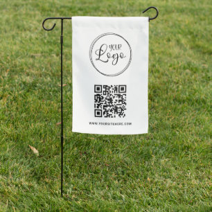 Black Logo Minimalist QR Code Garden Flag
