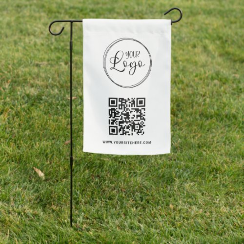 Black Logo Minimalist QR Code Garden Flag