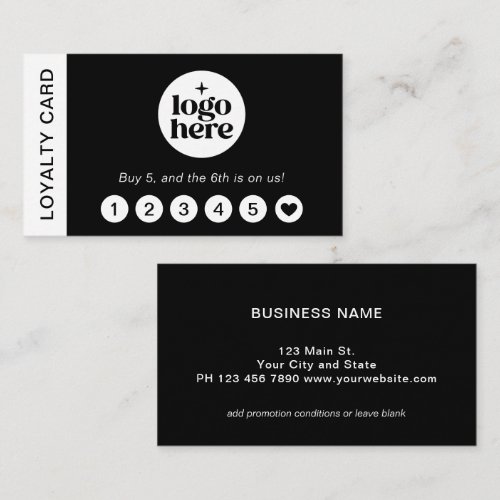 Black Logo Modern Professional Loyalty Card