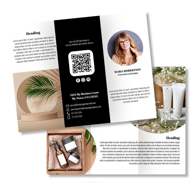 Black Logo or Photo Business Brochure (Business brochure with your photo or logo template. )