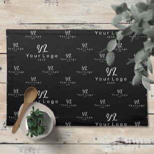 Black Logo pattern Business Minimal Brand Company Cloth Placemat