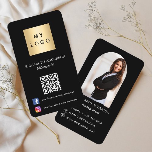 Black logo photo arch Qr code social media Business Card