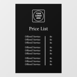 Black Logo Price List   Custom Professional Window Window Cling
