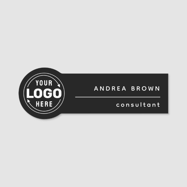 Black Logo Professional Custom Name Tag (Front)