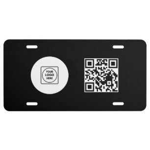 Black Logo QR Code Business Promo Design License Plate