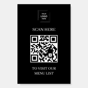 Black Logo QR Code Menu Contactless Foam Board