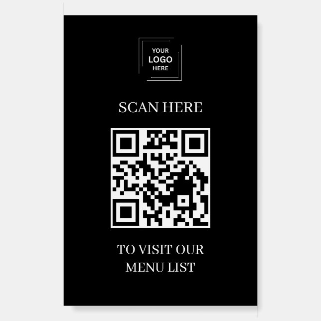 Black Logo QR Code Menu Contactless Foam Board  (Front)