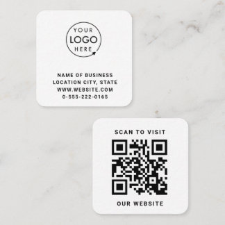 Black Logo QR Code Scan minimalist Square Business Card