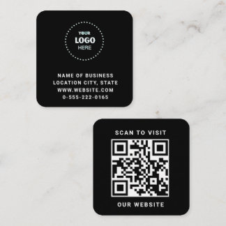 Black Logo QR Code Scan minimalist Square Business Card